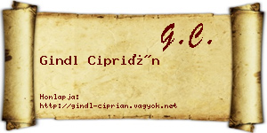 Gindl Ciprián névjegykártya